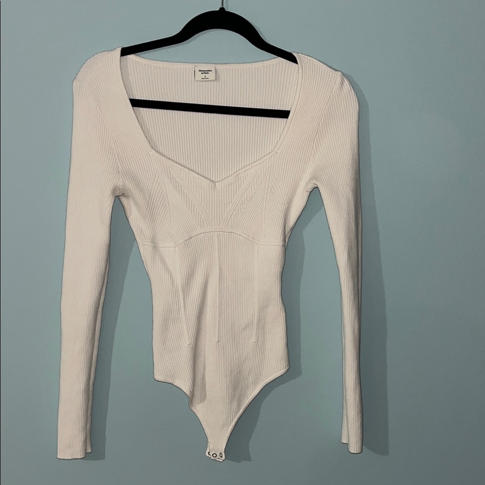 Abercrombie & Fitch Cream Ribbed Bodysuit